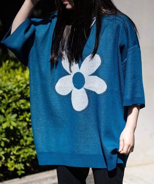 JOHN'S CLOSET（ジョンズクローゼット）の「【13】アソートデザイン グラフィックジャガード 半袖ニット（ニット/セーター・メンズ・ブルー/ブラック系その他/ブラック/ホワイト/ホワイト系その他/ブラック系その他2/ホワイト系その他2/ネイビー・MEDIUM/LARGE）」の8枚目の写真