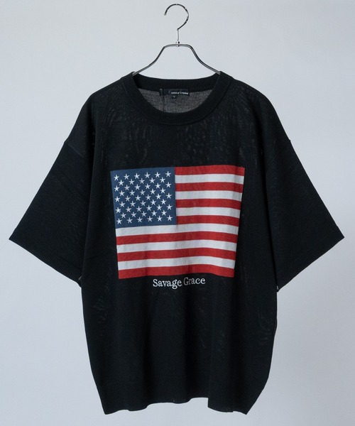 JOHN'S CLOSET（ジョンズクローゼット）の「【13】アソートデザイン グラフィックジャガード 半袖ニット（ニット/セーター・メンズ・ブルー/ブラック系その他/ブラック/ホワイト/ホワイト系その他/ブラック系その他2/ホワイト系その他2/ネイビー・MEDIUM/LARGE）」の6枚目の写真