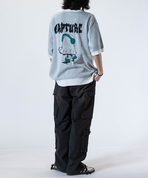 JOHN'S CLOSET（ジョンズクローゼット）の「【13】アソートデザイン グラフィックジャガード 半袖ニット（ニット/セーター・メンズ・ブルー/ブラック系その他/ブラック/ホワイト/ホワイト系その他/ブラック系その他2/ホワイト系その他2/ネイビー・MEDIUM/LARGE）」の22枚目の写真