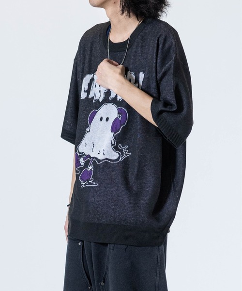 JOHN'S CLOSET（ジョンズクローゼット）の「【13】アソートデザイン グラフィックジャガード 半袖ニット（ニット/セーター・メンズ・ブルー/ブラック系その他/ブラック/ホワイト/ホワイト系その他/ブラック系その他2/ホワイト系その他2/ネイビー・MEDIUM/LARGE）」の20枚目の写真