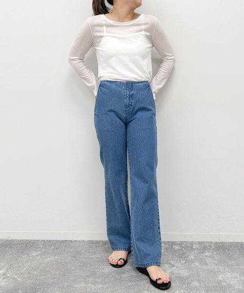 U by SPICK&SPAN(ユーバイスピックアンドスパン)の「≪追加≫C/NY シアートップス(Tシャツ/カットソー・レディース・ホワイト/ブラック/ブルー・FREE)」の16枚目の写真