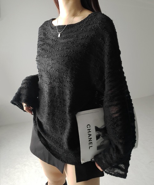 【 2color 】 モヘアライクオーバーシアーニット / mohair like over sheer knit(ニット/セーター)|me+em select(ミームセレクト)