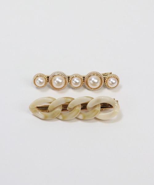 Esime（エシミー）の「ヘアクリップ パールアクセ（バレッタ/ヘアクリップ・レディース・ベージュ/ブラウン・FREE）」の4枚目の写真