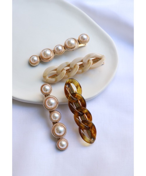 Esime（エシミー）の「ヘアクリップ パールアクセ（バレッタ/ヘアクリップ・レディース・ベージュ/ブラウン・FREE）」の8枚目の写真