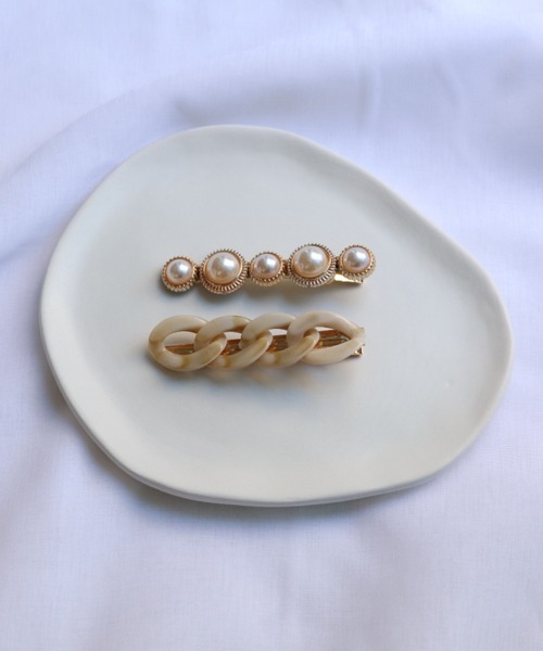 Esime（エシミー）の「ヘアクリップ パールアクセ（バレッタ/ヘアクリップ・レディース・ベージュ/ブラウン・FREE）」の9枚目の写真