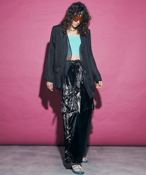 uyu.(ウユ)の「See-through Layered Jacket / シースルーレイヤードジャケット【uyu./ウユ】(ノーカラージャケット・レディース・ホワイト/ブラック・FREE)」の19枚目の写真