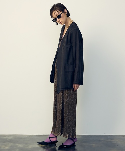 uyu.(ウユ)の「See-through Layered Jacket / シースルーレイヤードジャケット【uyu./ウユ】(ノーカラージャケット・レディース・ホワイト/ブラック・FREE)」の8枚目の写真