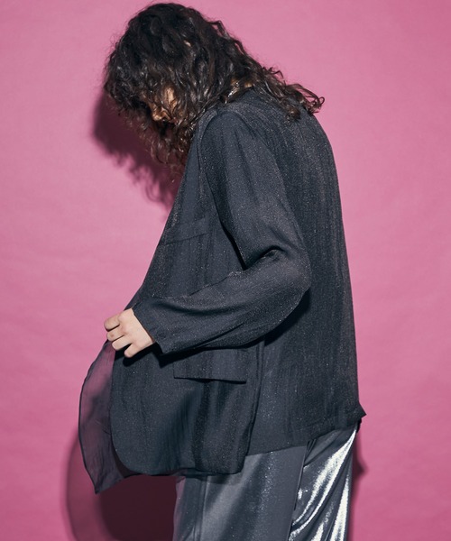 uyu.(ウユ)の「See-through Layered Jacket / シースルーレイヤードジャケット【uyu./ウユ】(ノーカラージャケット・レディース・ホワイト/ブラック・FREE)」の17枚目の写真