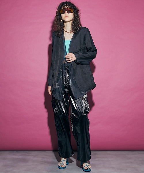uyu.(ウユ)の「See-through Layered Jacket / シースルーレイヤードジャケット【uyu./ウユ】(ノーカラージャケット・レディース・ホワイト/ブラック・FREE)」の20枚目の写真