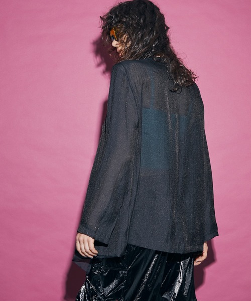 uyu.(ウユ)の「See-through Layered Jacket / シースルーレイヤードジャケット【uyu./ウユ】(ノーカラージャケット・レディース・ホワイト/ブラック・FREE)」の18枚目の写真