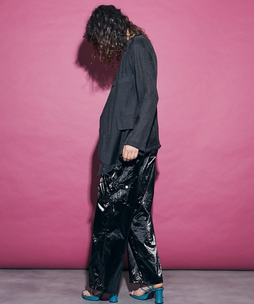 uyu.(ウユ)の「See-through Layered Jacket / シースルーレイヤードジャケット【uyu./ウユ】(ノーカラージャケット・レディース・ホワイト/ブラック・FREE)」の21枚目の写真