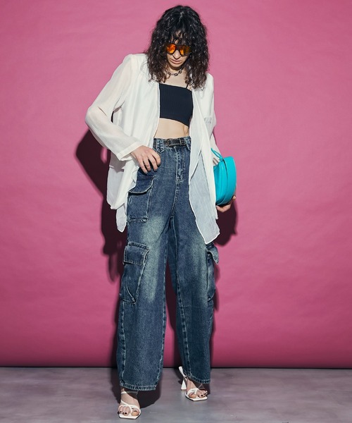 uyu.(ウユ)の「See-through Layered Jacket / シースルーレイヤードジャケット【uyu./ウユ】(ノーカラージャケット・レディース・ホワイト/ブラック・FREE)」の5枚目の写真