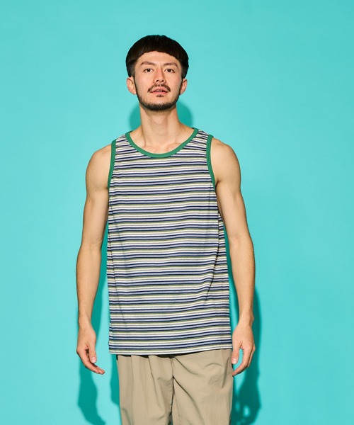 WALLA WALLA SPORT(ワラワラスポーツ)の「STRIPE TANK TOP / ストライプ タンクトップ(タンクトップ・メンズ・ブラウン/ネイビー/ヘザーグレー/ブラック/ベージュ系その他/イエロー系その他/グレー系その他・XX-LARGE/X-LARGE/LARGE/MEDIUM/SMALL)」の4枚目の写真
