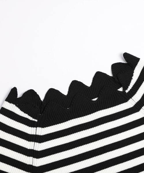 AMELY（エミリー）の「スカラップサマーニット（ニット/セーター・レディース・ホワイト/ブラック×ホワイト/グレー/ブラック・フリー）」の13枚目の写真