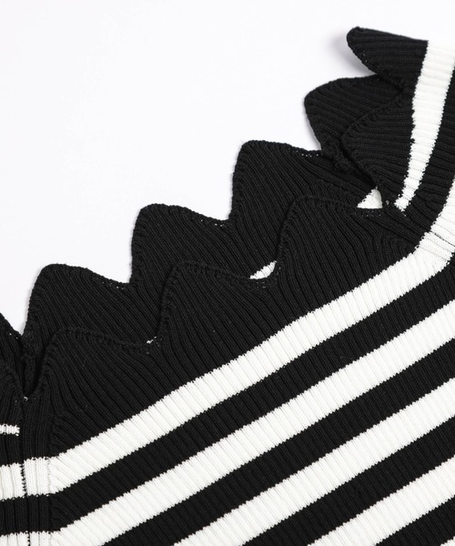 AMELY（エミリー）の「スカラップサマーニット（ニット/セーター・レディース・ホワイト/ブラック×ホワイト/グレー/ブラック・フリー）」の12枚目の写真