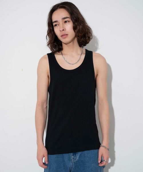 WEGO（ウィゴー）の「WEGO/リブタンクトップ（タンクトップ・メンズ・ブラック/ホワイト・MEDIUM/LARGE）」の2枚目の写真