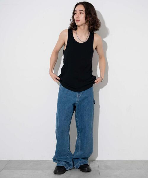 WEGO（ウィゴー）の「WEGO/リブタンクトップ（タンクトップ・メンズ・ブラック/ホワイト・MEDIUM/LARGE）」の5枚目の写真