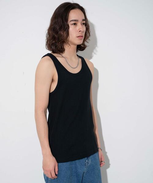WEGO（ウィゴー）の「WEGO/リブタンクトップ（タンクトップ・メンズ・ブラック/ホワイト・MEDIUM/LARGE）」の3枚目の写真
