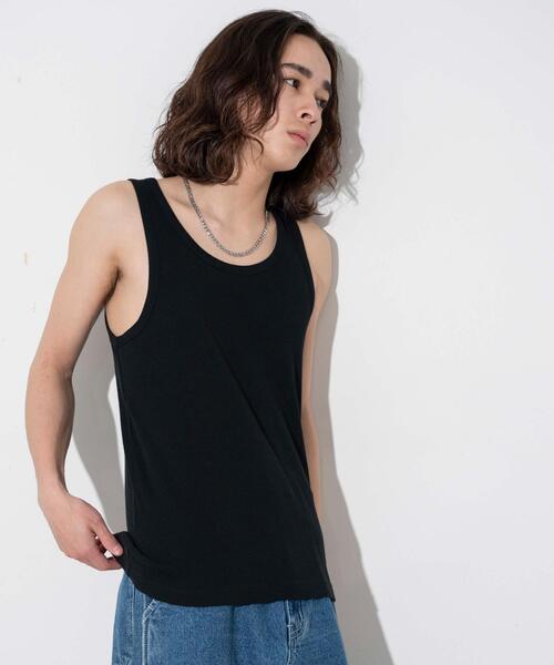 WEGO（ウィゴー）の「WEGO/リブタンクトップ（タンクトップ・メンズ・ブラック/ホワイト・MEDIUM/LARGE）」の4枚目の写真