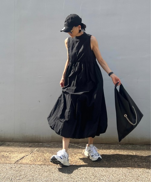 y/m by Yukie（イムバイユキエ）の「ワッシャータフタノースリンバルーンワンピース（ワンピース・レディース・ブラック・FREE）」の3枚目の写真