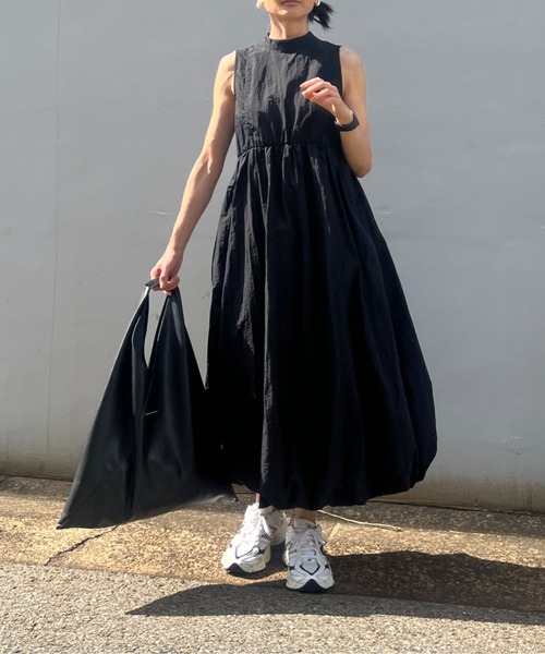 y/m by Yukie（イムバイユキエ）の「ワッシャータフタノースリンバルーンワンピース（ワンピース・レディース・ブラック・FREE）」の6枚目の写真