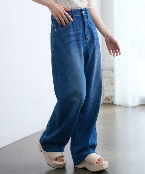 RETRO GIRL（レトロガール）の「ルーズシルエットデニム（デニムパンツ・レディース・ブルー/ブラック/ブルー系その他5/インディゴブルー・MEDIUM/LARGE）」の6枚目の写真