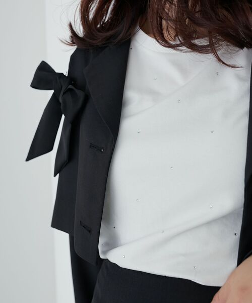 MAJESTIC LEGON（マジェスティックレゴン）の「キラキララインストーンTシャツ（Tシャツ/カットソー・レディース・ブルー/アイボリー/ブラック/ピンク・MEDIUM）」の2枚目の写真