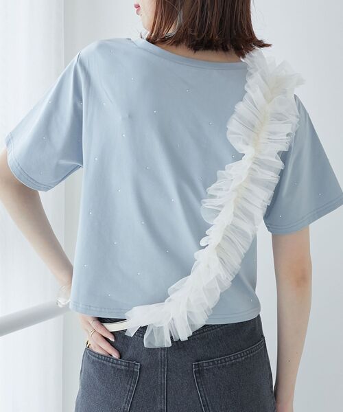 MAJESTIC LEGON（マジェスティックレゴン）の「キラキララインストーンTシャツ（Tシャツ/カットソー・レディース・ブルー/アイボリー/ブラック/ピンク・MEDIUM）」の15枚目の写真