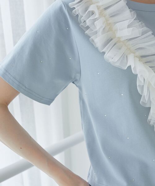 MAJESTIC LEGON（マジェスティックレゴン）の「キラキララインストーンTシャツ（Tシャツ/カットソー・レディース・ブルー/アイボリー/ブラック/ピンク・MEDIUM）」の16枚目の写真