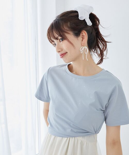 MAJESTIC LEGON（マジェスティックレゴン）の「キラキララインストーンTシャツ（Tシャツ/カットソー・レディース・ブルー/アイボリー/ブラック/ピンク・MEDIUM）」の18枚目の写真