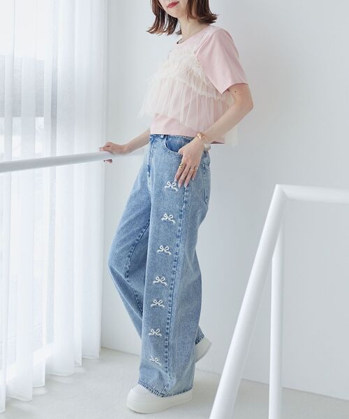 MAJESTIC LEGON（マジェスティックレゴン）の「キラキララインストーンTシャツ（Tシャツ/カットソー・レディース・ブルー/アイボリー/ブラック/ピンク・MEDIUM）」の20枚目の写真