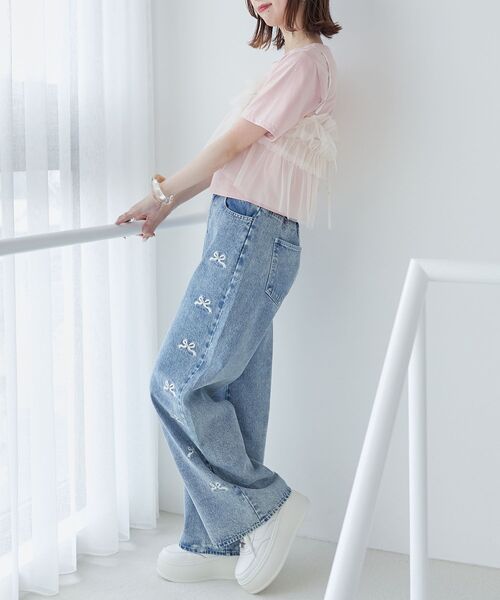 MAJESTIC LEGON（マジェスティックレゴン）の「キラキララインストーンTシャツ（Tシャツ/カットソー・レディース・ブルー/アイボリー/ブラック/ピンク・MEDIUM）」の21枚目の写真