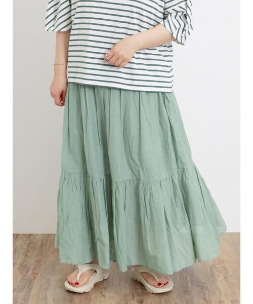 Samansa Mos2(サマンサ モスモス)の「インド綿ギャザースカート(スカート・レディース・オフホワイト/チャコールグレー/ミント/オレンジ/ブルー・F)」の7枚目の写真