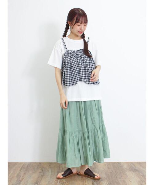 Samansa Mos2(サマンサ モスモス)の「インド綿ギャザースカート(スカート・レディース・オフホワイト/チャコールグレー/ミント/オレンジ/ブルー・F)」の13枚目の写真