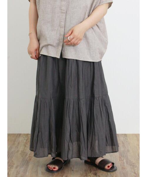 Samansa Mos2(サマンサ モスモス)の「インド綿ギャザースカート(スカート・レディース・オフホワイト/チャコールグレー/ミント/オレンジ/ブルー・F)」の18枚目の写真