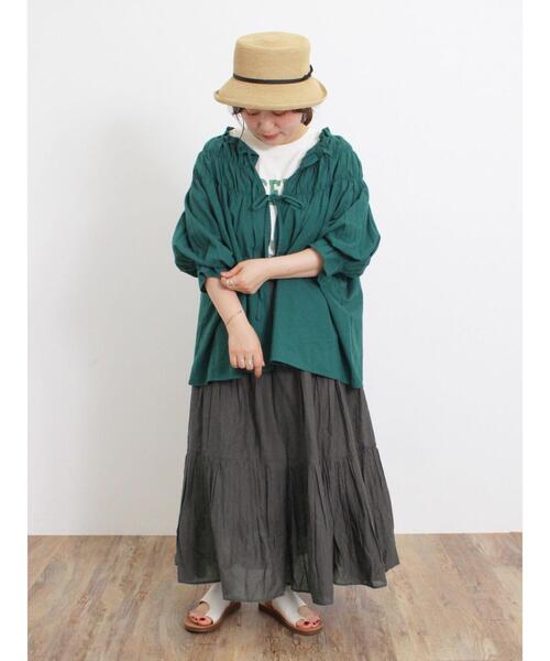 Samansa Mos2(サマンサ モスモス)の「インド綿ギャザースカート(スカート・レディース・オフホワイト/チャコールグレー/ミント/オレンジ/ブルー・F)」の20枚目の写真