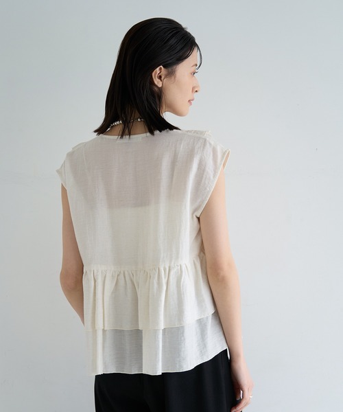 セール】麻混ソフトシアーフリルベスト（ベスト）｜meilmada