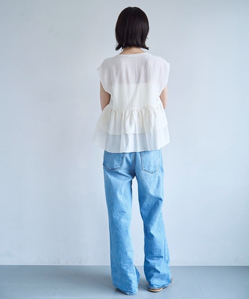 セール】麻混ソフトシアーフリルベスト（ベスト）｜meilmada