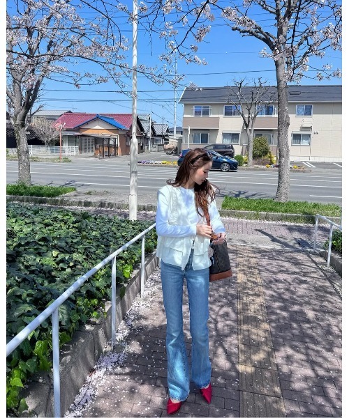 meilmada（メイルマダ）の「麻混ソフトシアーフリルベスト（ベスト・レディース・ベージュ/オフホワイト/ブラック・MEDIUM）」の5枚目の写真