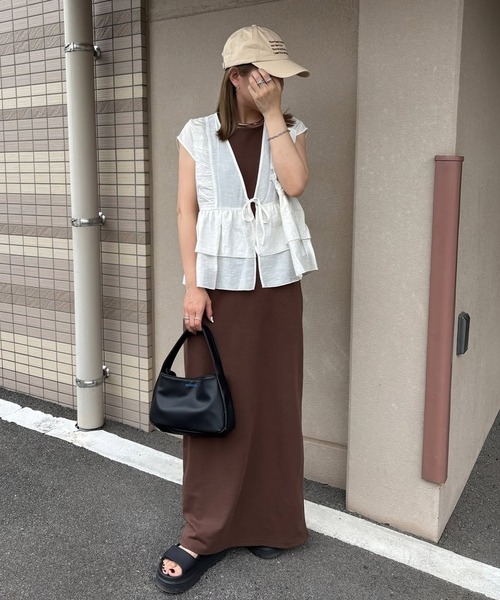 セール】麻混ソフトシアーフリルベスト（ベスト）｜meilmada