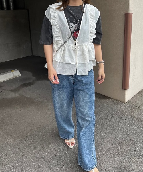 meilmada（メイルマダ）の「麻混ソフトシアーフリルベスト（ベスト・レディース・ベージュ/オフホワイト/ブラック・MEDIUM）」の16枚目の写真