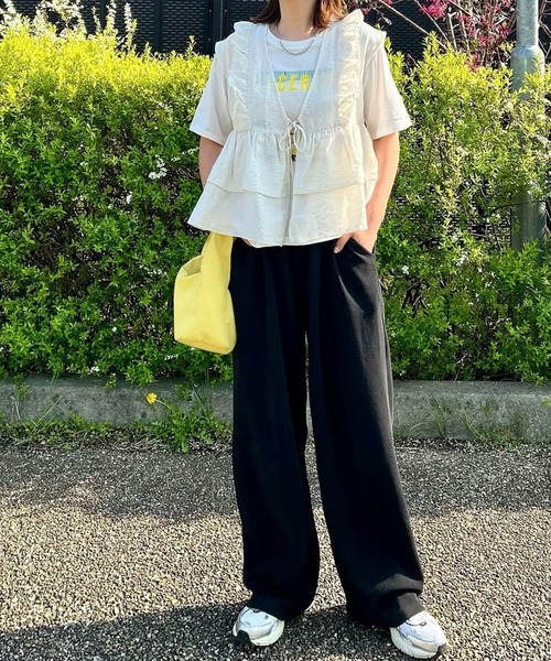 meilmada（メイルマダ）の「麻混ソフトシアーフリルベスト（ベスト・レディース・ベージュ/オフホワイト/ブラック・MEDIUM）」の20枚目の写真