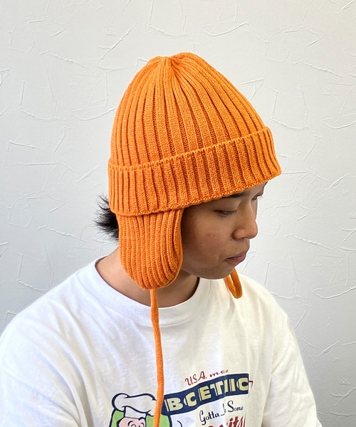 Dickies（ディッキーズ）の「Dickies EX EAR WRAP KNIT WATCH/耳付きニット帽/耳当て/ニットキャップ/帽子（ニットキャップ/ビーニー・メンズ・ブラック/ベージュ/ホワイト/オレンジ・FREE）」の11枚目の写真