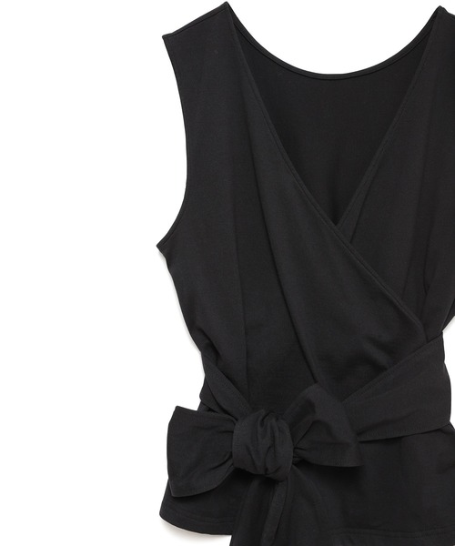 Vicente（ヴィセンテ）の「SEAGREEN×Vicente(シーグリーン×ヴィセンテ) 2way basic tops（Tシャツ/カットソー・レディース・ブラック/ホワイト・2/1）」の4枚目の写真