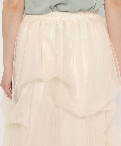 mysty woman（ミスティウーマン）の「タックデザインチュールスカート 140925（スカート・レディース・アイボリー/ブラック/グリーン・FREE）」の12枚目の写真