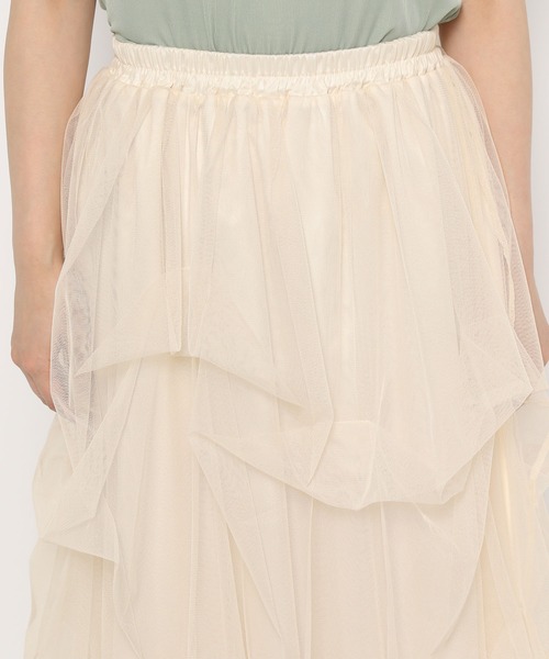 mysty woman（ミスティウーマン）の「タックデザインチュールスカート 140925（スカート・レディース・アイボリー/ブラック/グリーン・FREE）」の13枚目の写真