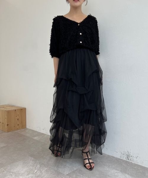 mysty woman（ミスティウーマン）の「タックデザインチュールスカート 140925（スカート・レディース・アイボリー/ブラック/グリーン・FREE）」の8枚目の写真