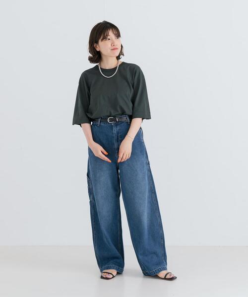 URBAN RESEARCH(アーバンリサーチ)の「LOTUSハーフスリーブカットソー(Tシャツ/カットソー・レディース・ネイビー/ホワイト/ブラウン系その他/カーキ・FREE)」の7枚目の写真