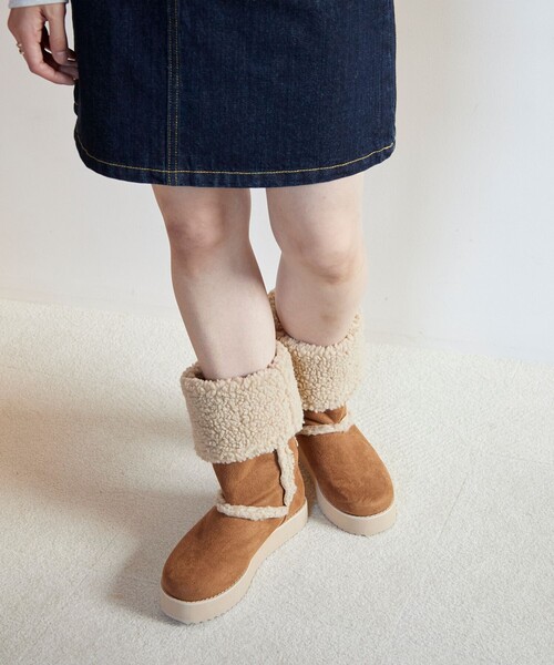 FREAK'S STORE(フリークスストア)の「ROVERETO/ロベレート 【マルチウェイ】厚底 エコムートン ブーツ /ショートブーツ/ ムートンロングブーツ(ブーツ・レディース・ブラック/キャメル・36/37/38)」の7枚目の写真