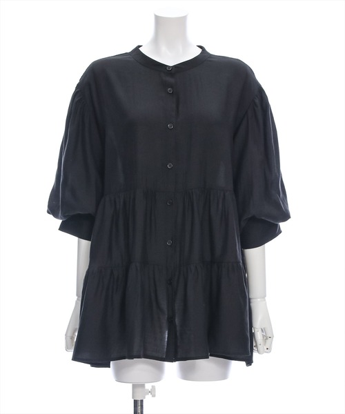 clear（クリア）の「ウエストリボンデザイン五分袖ティアードブラウス［オフィスカジュアル 着回し抜群 大人 ］≪再入荷≫（シャツ/ブラウス・レディース・ブルーグレー/オフホワイト/ブラック・F）」の19枚目の写真